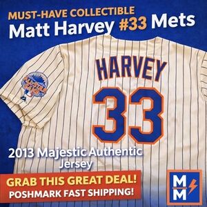 2013 MLB All-Star Matt Harvey #33 Mets Majestic Authentic Jersey 3X NWT
